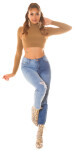 Sexy Highwaist Bi-Color Mom Jeans Použitý vzhled denimblue