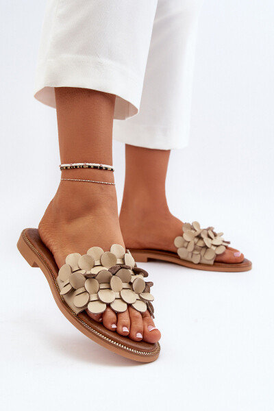 Zazoo 40381 Dámské Kožené Žabky Na Ploché Podrážce Beige 41