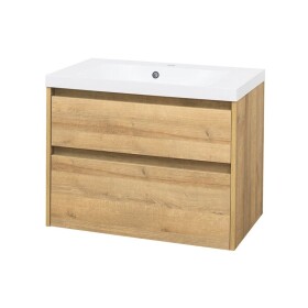 MEREO - Opto, koupelnová skříňka s umyvadlem z litého mramoru 81cm, dub Riviera CN921M