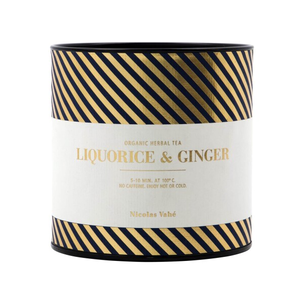 Nicolas Vahé Organický bylinný čaj Lékořice a Zázvor – 20 x 1,5 g, zlatá barva, papír