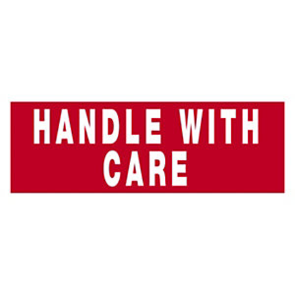 Výstražné etikety, 165x55mm, HANDLE WITH CARE