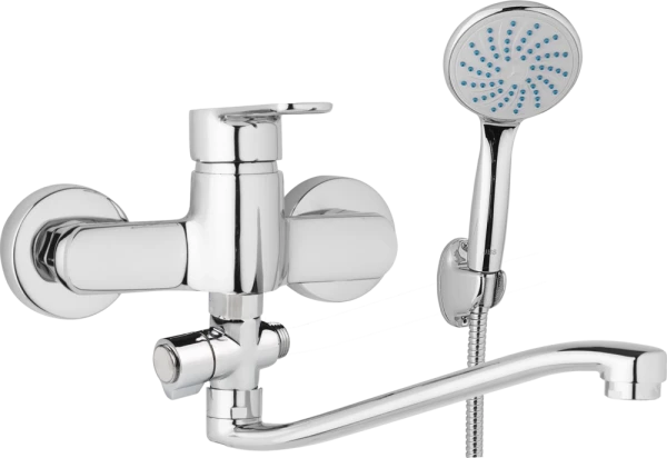 JB Sanitary Nástěnná umyvadlová a sprchová baterie MIRAM, rozteč 150 mm, otočný přepínač, s příslušenstvím, S ramínko 250 mm M10 37 21