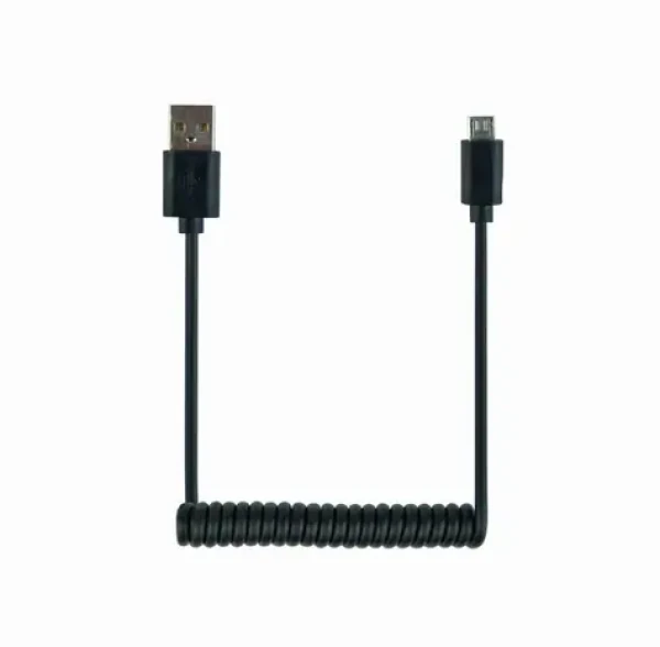 Gembird Micro USB kroucený kabel 1.8 m / USB-A (M) - Micro USB (M) / černá (CC-MUSB2C-AMBM-6)