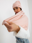 Dámský komplet čepice a šála LK KMPL 509147.48P světle růžová - FPrice one size