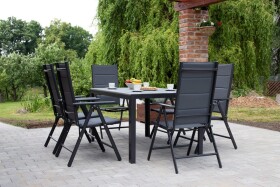 Home Garden Zahradní set Ibiza se 6 židlemi a stolem 150 cm, antracit/šedý - 2. jakost