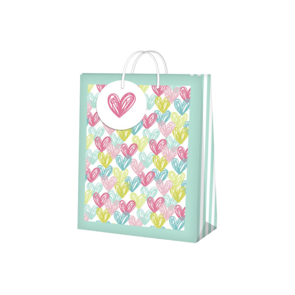 Dárková taška malá - Pastelová srdíčka (17,8 × 9,8 × 22,9 cm) - Albi