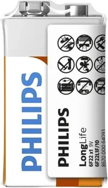 Philips baterie 9V Long Life - 1ks (6F22L1F/10)