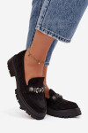 Eko Semišové Mokasíny Dámské S Dekorativní Broží Černé Valiana 39