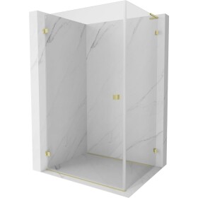 MEXEN/S - Lunar-B L sprchový kout dveře křídlové levá 90 x 70, transparent, zlato kartáčovaná 832L-090-070-55-00-L