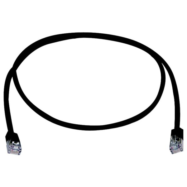 Telegärtner 100008329 RJ45 síťové kabely, propojovací kabely CAT 5e F/UTP 2.0 m černá samozhášecí, S průchodkou chránící proti zlomení 1 ks
