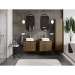 MEXEN/S - Rivel koupelnová skříňka pod umyvadlo 60 cm s deskou, 1 šuplík, reliéf , ořech 91A20-06047-1-BFC86