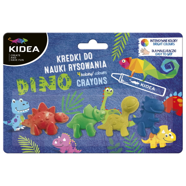 Kidea Kidea, KDNR4KKA, sada olejových pastelů/voskovek pro nejmenší děti, dinosauři, 4 ks
