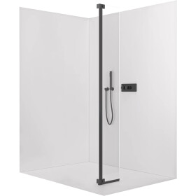 CERANO - Přídavný otočný panel ke sprchové zástěně Onyx - 8 mm - černá matná, transparentní sklo - 40x200 CER-537355