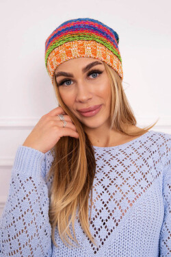 Krystyna fleecová čepice K207 chrpa+oranžová UNI
