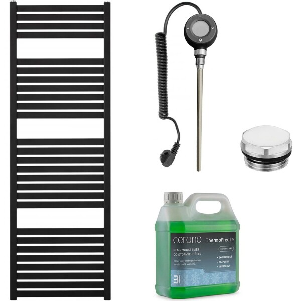CERANO Koupelnový elektrický radiátorový set Vincenzo - WIFI - 600W - černá matná - 1330x450 mm