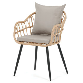 Zahradní židle, kov, polyratan, béžová, AZ-F1406 NAT