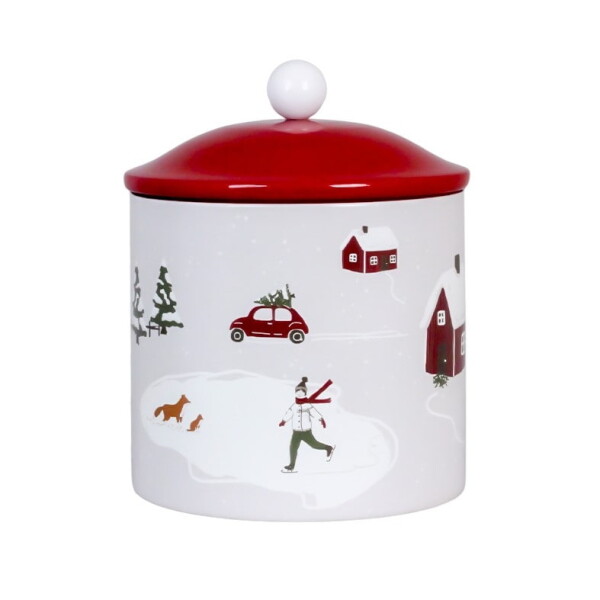 Strömshaga Plechová dóza Winterland Small, červená barva, kov