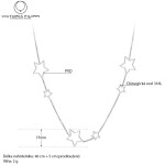 Ocelový náhrdelník Lauro - chirurgická ocel, hvězdy, Stříbrná 40 cm + 5 cm (prodloužení)