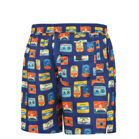 Pánské plavkové kraťasy Happy Shorts long SM29-48 Tmavě modrá mix - Self tmavě modrá - vzor 3XL