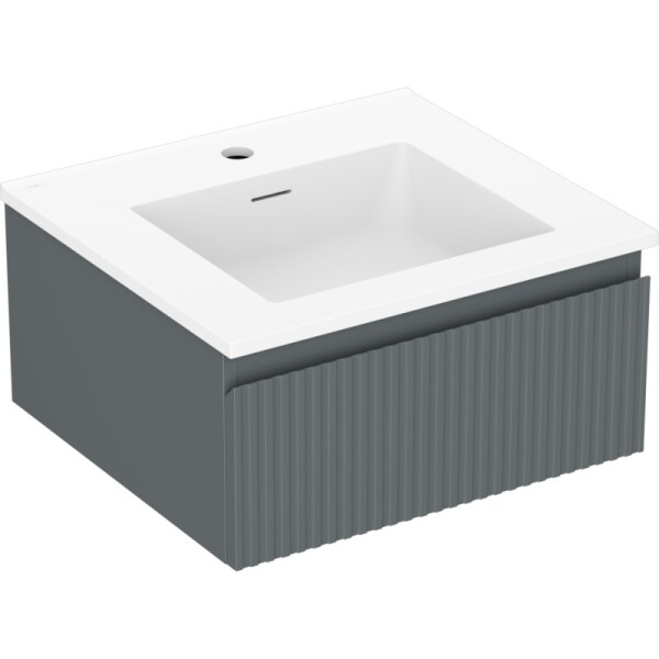 MEXEN/S - Rivel koupelnová skříňka 50 cm s umyvadlem Otis, 1 šuplík, reliéf , grafit mat/bílá mat 91A20-05023-1-BF66-W18M01