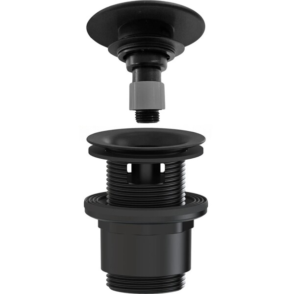 CERANO Umyvadlová výpusť - 5/4“ click-clack s přepadem - neuzavíratelná - plast - 35/50mm - černá matná