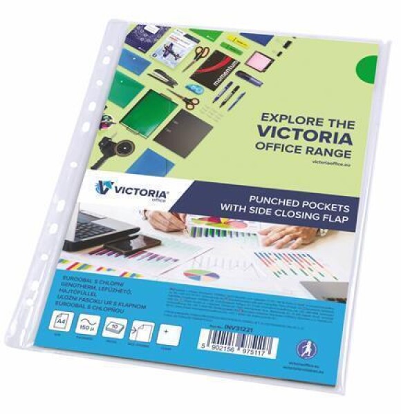 Euroobaly s chlopní, transparentní, A4, 150 micronů, VICTORIA - 10ks