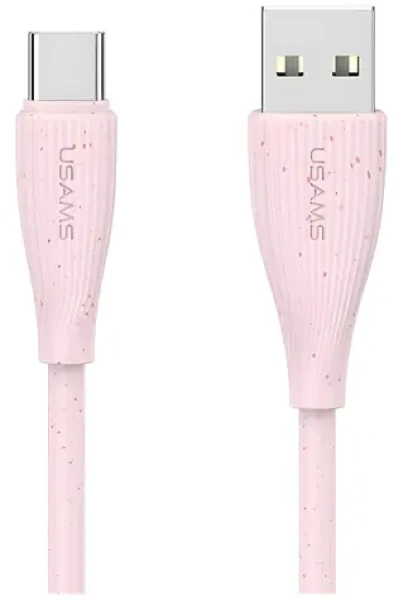 USAMS Green Series SJ714 růžová / Dobíjecí a datový kabel / USB-A na USB-C / 1m / 18W/3A (SJ714USB04)