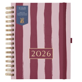 Busy B Kroužkový plánovací diář To Do A5 Stripe 2026, růžová barva, papír