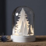 STAR TRADING Svítící dekorace - In the Woods Kupol, bílá barva, čirá barva, sklo, dřevo