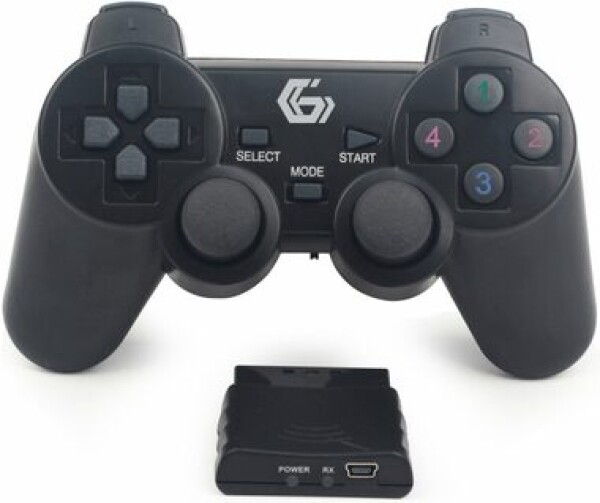 Gembird JPD-WDV-01 Bezdrátový Gamepad pro PC PS2 PS3 černá / 12 tlačítek / 4směrný D-Pad / 2x thumbstick (JPD-WDV-01)