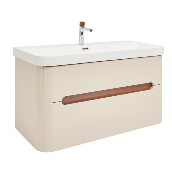 Koupelnová skříňka s umyvadlem a baterií SAT Fusion 97,5x53x45 cm pískově béžová mat SATFUSION2100BEMWBA SATFUSION2100BEMWB