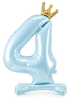 Balónek číslo 4 stojící modrý s korunkou 84 cm Balónek číslo 4 stojící modrý s korunkou 84 cm