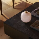 Louis Poulsen Přenosná stmívatelná lampa VL 45 Radiohus / Glossy Pale Rose Glass, růžová barva, sklo, kov, kůže