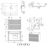 CERANO - Koupelnová skříňka Carole - bílá matná rýhovaná + umyvadlo z lit. mramoru Ovo - černá matná - 60,5x53x46,5 CER-816730