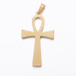 Přívěsek z nerezové oceli - ankh - zlatý - 44 x 25 x 3 mm - 1 ks