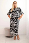 Dámská plus size viskózová souprava s geometrickým potiskem černý UNI