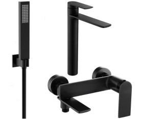 MEXEN - Zero SET umyvadlová + vanová baterie s příslušenstvím R02, černá 71113R02-70