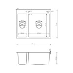 Erga HD, 1,5-komorový ocelový dřez 610x510x210 mm s dávkovačem saponátu, broušená zlatá, ERG-MLS-HD6151G