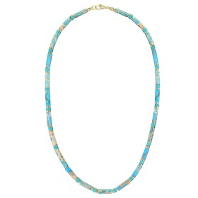 Luxusní pánský náhrdelník Antonio Gold - jaspis, tyrkys, hematit, Tyrkysová 45 cm