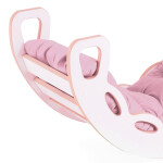 PLUSH NEST PLUSH NEST Dřevěné houpátko Mini 4v1 se skluzavkou, lezeckou stěnou a polštářem (růžový samet, bílá)