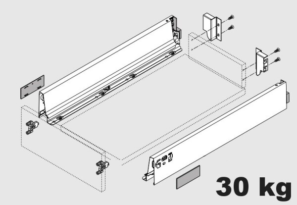 Blum K-BLUM Antaro M 270 mm/30 kg, Blumotion/TOB, šedá R9006, vrut (254396)