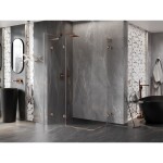 MEXEN/S - Lunar L Duo sprchový kout dveře křídlové 120 x 85, transparent, měď kartáčovaná 834L-120L-085P-65-00