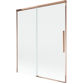 MEXEN/S - Rox vanová zástěna 2-křídlová posuvná 140 x 150, transparent, růžové zlato 8C9-140-001-60-00