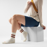 Unisex merino městské ponožky SMARTWOOL Everyday Athletic Striped Crew Socks, Natural velikost: 42-45 (L)