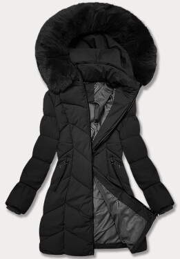 Černá dámská zimní plus size bunda s délkou do poloviny stehen S'west (B8306-1) odstíny černé 54