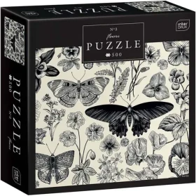 INTERDRUK Puzzle Flowers: Motýli a květiny