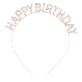 Dortisimo Nejedlá dekorace kovová Čelenka růžovo-zlatá Happy Birthday