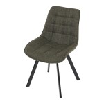 Židle jídelní, zelená látka, nohy černý kov