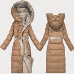 Béžovo hnědá oboustranná zimní bunda s páskem Minority (M2-6519-62+301) odstíny hnědé M (38)