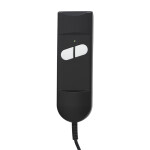 Křeslo polohovací, eletrické, šedá látka.